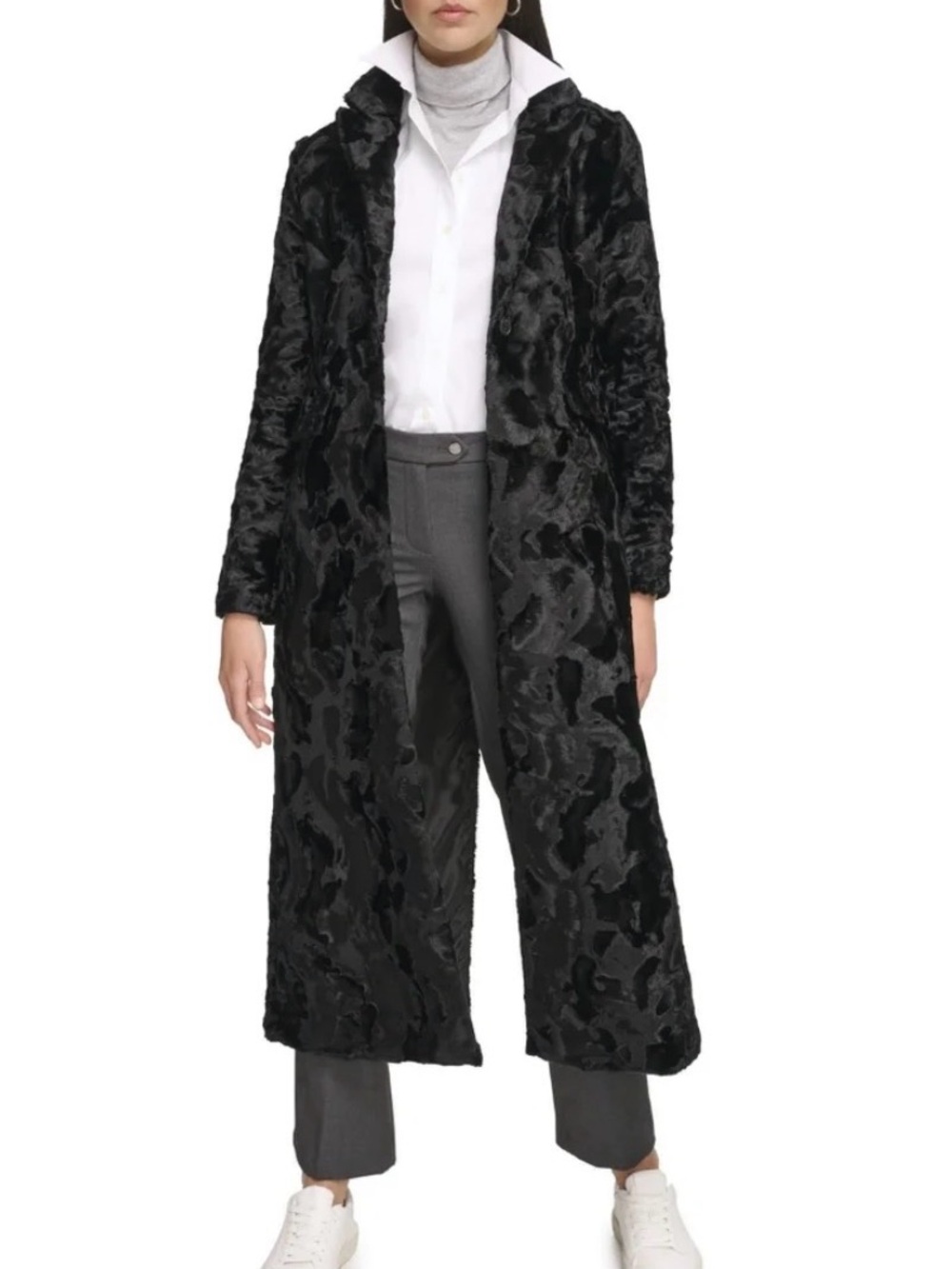 Calvin Klein Velvet Long Walker Coat